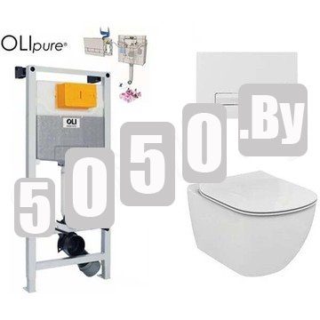 Комплект инсталляции OLi120 Olipure (Fresh) с унитазом Ideal Standard Tesi Aquablade и сиденьем Soft Close