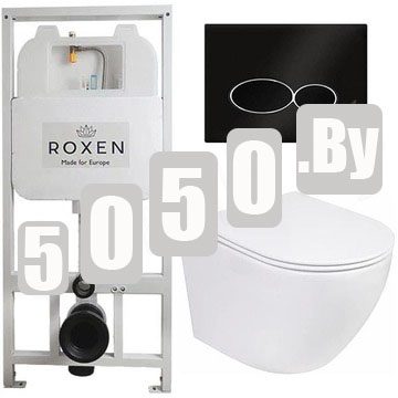 Комплект инсталляции Roxen StounFix Slim с удлиненными и поворотными креплениями в комплекте, кнопкой Union 410260B и унитазом Roxen Antares 530185-01
