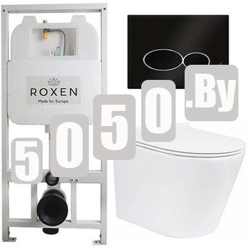 Комплект инсталляции Roxen StounFix Slim с удлиненными и поворотными креплениями в комплекте, кнопкой Union 410260B и унитазом Roxen Wailet 530175-01