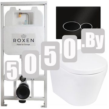 Комплект инсталляции Roxen StounFix Slim с удлиненными и поворотными креплениями в комплекте, кнопкой Union 410260B и унитазом Roxen Wailet 530175-02