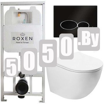 Комплект инсталляции Roxen StounFix Slim с удлиненными и поворотными креплениями в комплекте, кнопкой Union 410260B и унитазом SantiLine SL-5005