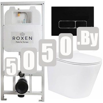Комплект инсталляции Roxen StounFix Slim с удлиненными и поворотными креплениями в комплекте, кнопкой Union 410280B и унитазом Roxen Wailet 530175-01