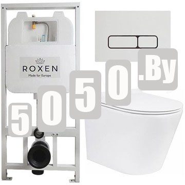 Комплект инсталляции Roxen StounFix Slim с удлиненными и поворотными креплениями в комплекте, кнопкой Union 410280W и унитазом Roxen Wailet 530175-01