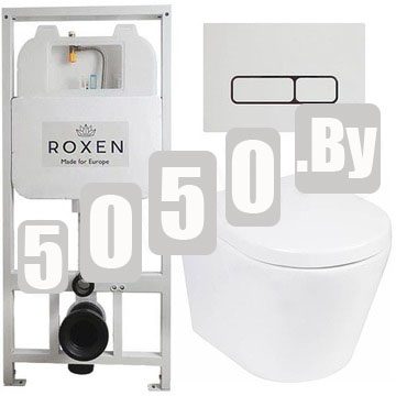 Комплект инсталляции Roxen StounFix Slim с удлиненными и поворотными креплениями в комплекте, кнопкой Union 410280W и унитазом Roxen Wailet 530175-02