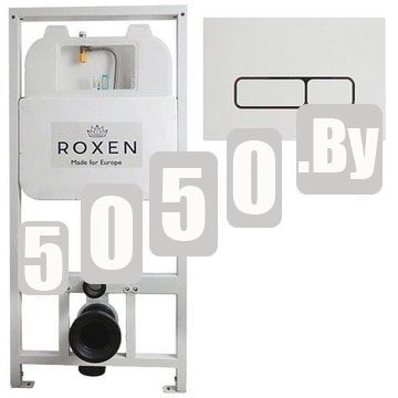 Система инсталляции для унитаза Roxen StounFix Slim 710200 с удлиненными и поворотными креплениями в комплекте и кнопкой Union 410280W