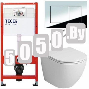 Система инсталляции для унитаза TECEbase kit 9400401S (9400412) c кнопкой и подвесным унитазом Grossman GR-4455S