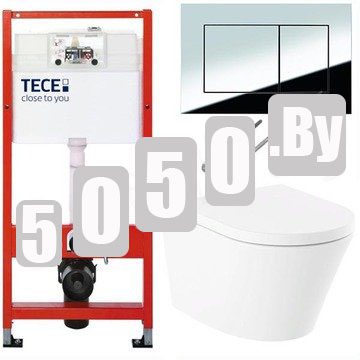 Система инсталляции для унитаза TECEbase kit 9400401S (9400412) c кнопкой и подвесным унитазом Lavinia Boho Biore Rimless 3304003R