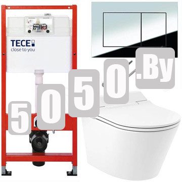 Система инсталляции для унитаза TECEbase kit 9400401S (9400412) c кнопкой и умным подвесным унитазом Lavinia Boho Smart V-Clean 335901RS