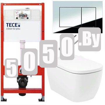 Система инсталляции для унитаза TECEbase kit 9400401S (9400412) c кнопкой и умным подвесным унитазом Lavinia Boho Smart V-Clean 3359101R