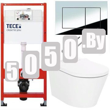 Система инсталляции для унитаза TECEbase kit 9400401S (9400412) c кнопкой и умным подвесным унитазом Lavinia Boho Smart V-Clean 3359102R