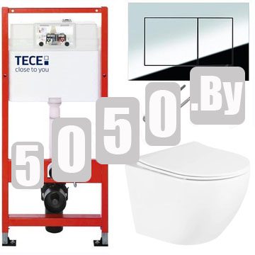 Система инсталляции для унитаза TECEbase kit 9400401S (9400412) c кнопкой и унитазом Taliente Amato AM25010