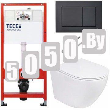 Система инсталляции для унитаза TECEbase kit c кнопкой 9240407 и унитазом Roxen Antares 530185-01 Rimless Soft Close