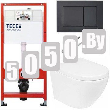 Система инсталляции для унитаза TECEbase kit c кнопкой 9240407 и унитазом Roxen Antares 530185-02 Rimless Soft Close