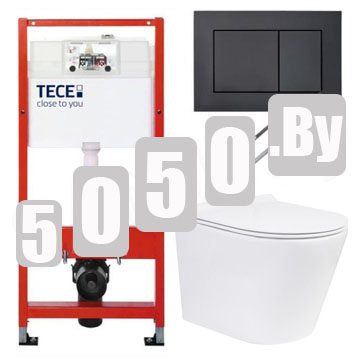 Система инсталляции для унитаза TECEbase kit c кнопкой 9240407 и унитазом Roxen Wailet 530175-01 Rimless Soft Close