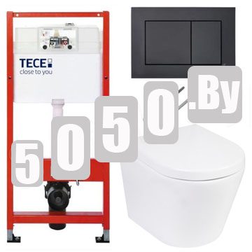 Система инсталляции для унитаза TECEbase kit c кнопкой 9240407 и унитазом Roxen Wailet 530175-02 Rimless Soft Close