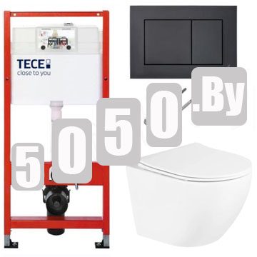 Система инсталляции для унитаза TECEbase kit c кнопкой 9240407 и унитазом Taliente Amato AM25010