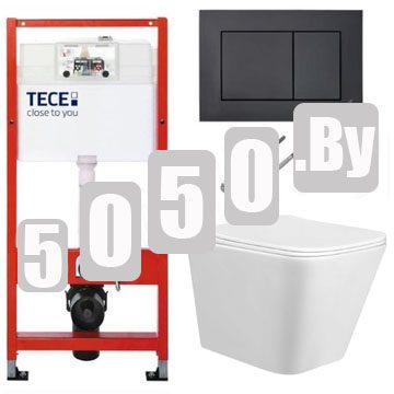 Система инсталляции для унитаза TECEbase kit c кнопкой 9240407 и унитазом Taliente Coretto CR25200