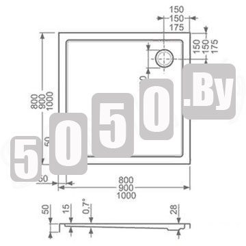 Душевой поддон Roth (Roltechnik) Flat kvadro