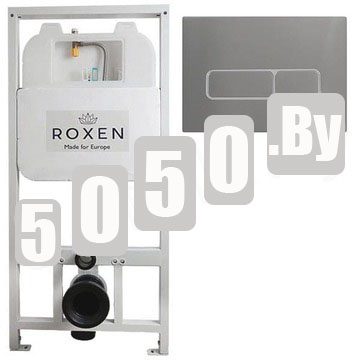 Система инсталляции для унитаза Roxen StounFix Slim 710200 с удлиненными и поворотными креплениями в комплекте и кнопкой Titanium 420280CH