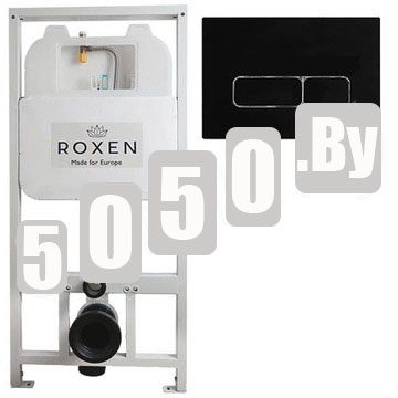 Система инсталляции для унитаза Roxen StounFix Slim 710200 с удлиненными и поворотными креплениями в комплекте и кнопкой Union 410280B